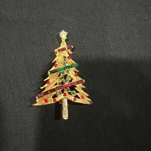 Festive Gold Christmas Tree Brooch